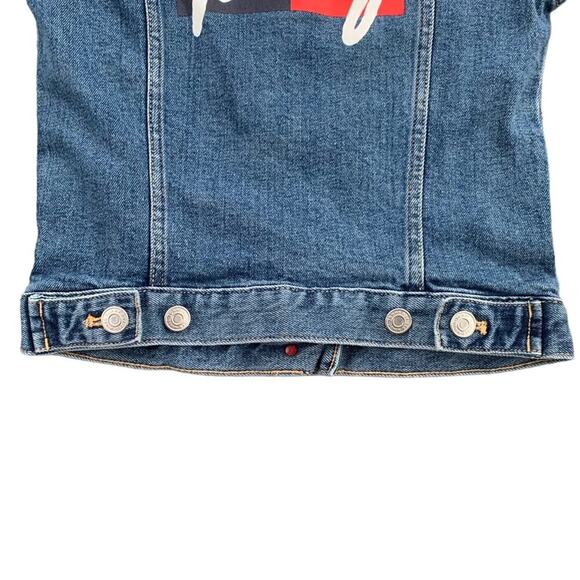Tommy Hilfiger SPELLOUT Logo Denim Jean Jacket Button Up Classic Streetwear XXS - Picture 12 of 16